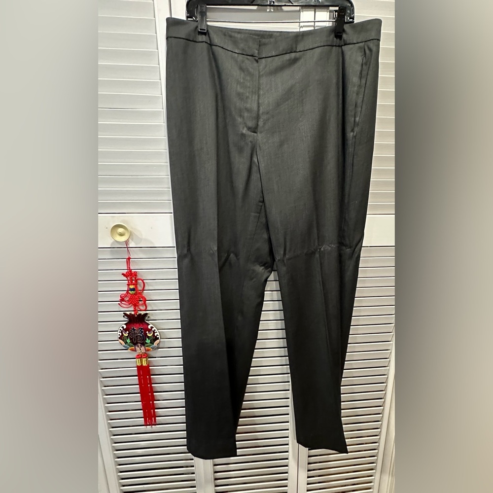 Solid Lined Charcoal, Gray One Button Jacket, Pan… - image 5